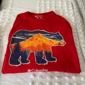Columbia Long Sleeve (Bear Design), Red Mens Medium